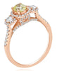 1.14CT WHITE & FANCY YELLOW DIAMOND 14K ROSE GOLD ROUND 3 STONE ANNIVERSARY RING