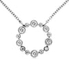 ESTATE .26CT DIAMOND 14KT WHITE GOLD 3D ROUND BEZEL CIRCLE OF LIFE LOVE NECKLACE