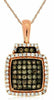 .50CT WHITE & CHOCOLATE FANCY DIAMOND 14KT ROSE GOLD 3D SQUARE HALO FUN PENDANT