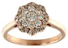 ESTATE .58CT DIAMOND 14KT ROSE GOLD 3D CLASSIC ROUND FLOWER HALO STAR FUN RING