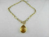 ANTIQUE 18KT DIAMOND & CITRINE DESIGNER DROP NECKLACE