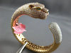 11.09CT WHITE & PINK DIAMOND & AAA EMERALD 18KT TRI COLOR GOLD BANGLE BRACELET