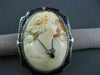 ANTIQUE LARGE DIAMOND FILIGREE BLUE ENAMEL LADY CAMEO 14KT WHITE PENDANT #22634