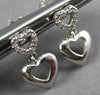 ESTATE .10CT DIAMOND 14KT WHITE GOLD CLASSIC DOUBLE HEART LOVE HANGING EARRINGS