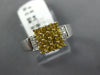 ESTATE .59CT DIAMOND & AAA YELLOW SAPPHIRE 14K WHITE GOLD SQUARE FRIENDSHIP RING