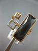 .07CT DIAMOND & AAA GREY QUARTZ 14KT ROSE GOLD 3D SQUARE RECTANGULAR FUN RING