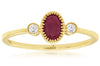 .61CT DIAMOND & AAA RUBY 14K YELLOW GOLD OVAL & ROUND 3 STONE FILIGREE LOVE RING