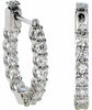 1.74CT DIAMOND 18KT WHITE GOLD 3D SHARED PRONG OVAL LUCIDA HOOP HANGING EARRINGS
