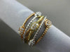 ESTATE WIDE .24CT DIAMOND 18KT TRI COLOR GOLD 3D MULTI ROW CRISS CROSS OVAL RING
