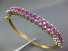 WIDE 3.9CT DIAMOND & AAA PINK RUBY 14K YELLOW GOLD SEMI ETERNITY BANGLE BRACELET