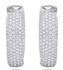 WIDE 7.5CT DIAMOND 18KT WHITE GOLD 3D MULTI ROW INSIDE OUT HOOP HANGING EARRINGS