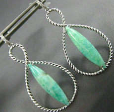 LARGE 9.58CT DIAMOND & GREEN AMETHYST 14KT WHITE GOLD INFINITY HANGING EARRINGS