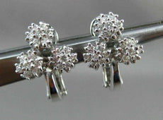 ANTIQUE .70CT DIAMOND 14KT WHITE GOLD HANGING FLOWER CLIP ON EARRINGS #1199