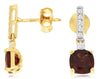 1.60CT DIAMOND & AAA GARNET 14KT YELLOW GOLD 3D CUSHION & ROUND HANGING EARRINGS