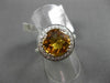 ANTIQUE LARGE 4.55CT DIAMOND & EXTRA FACET CITRINE 14KT WHITE GOLD FILIGREE RING