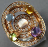 EXTRA LARGE 2.64CT DIAMOND & AAA MULTI GEM 14K ROSE GOLD MULTI CIRCULAR FUN RING