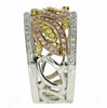 .68CT WHITE PINK & FANCY YELLOW DIAMOND 18KT TRI COLOR GOLD 3D MULTI LEAF RING
