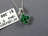 SMALL .36CT AAA EMERALD 18KT WHITE GOLD 3D INVISIBLE ROUND FLOWER LOVE PENDANT