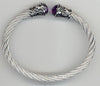 4.53CT DIAMOND & AAA SAPPHIRE 925 SILVER & STAINLESS STEEL CUFF BANGLE BRACELET