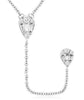 .22CT DIAMOND 14KT WHITE GOLD 3D ROUND & BAGUETTE TEAR DROP LARIAT LOVE NECKLACE