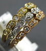 ESTATE WIDE .46CT DIAMOND 18KT TRI COLOR GOLD FILIGREE MILGRAIN STACKABLE RING