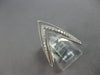 LARGE .26CT DIAMOND 14KT WHITE GOLD 3D 3 ROW CLASSIC V SHAPE TRIANGULAR FUN RING