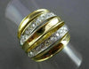 ANTIQUE LARGE .55CT OLD MINE DIAMOND 18KT TWO TONE GOLD 3D MULTI ROW RING #1372