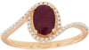1.04CT DIAMOND & AAA RUBY 14KT ROSE GOLD OVAL & ROUND CRISIS CROSS HALO FUN RING
