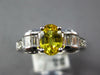 ESTATE 1.82CT DIAMOND & AAA YELLOW SAPPHIRE 18KT WHITE GOLD OVAL ENGAGEMENT RING