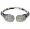 EXTRA LARGE 14.49CT WHITE & BLACK DIAMOND 18KT WHITE GOLD SNAKE BANGLE BRACELET