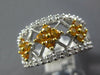 1.43CT DIAMOND & AAA YELLOW SAPPHIRE 14KT WHITE GOLD 3D FLOWER ANNIVERSARY RING