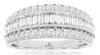 1.0CT DIAMOND 14KT WHITE GOLD 3D ROUND & BAGUETTE 3 ROW WEDDING ANNIVERSARY RING