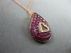 ESTATE .31CT DIAMOND & AAA RUBY 14KT ROSE GOLD TEAR DROP HEART FLOATING PENDANT