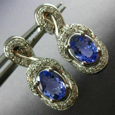 ESTATE 2.47CT DIAMOND & AAA TANZANITE 14KT WHITE GOLD PAVE SWIRL EARRINGS #15690