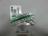 ESTATE LARGE 1.60CT DIAMOND & EMERALD 14KT WHITE GOLD 3D CRISS CROSS X LOVE RING