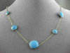 ANTIQUE EXTRA LONG 14KT YELLOW GOLD EXTRA FACET TURQUOISE BY THE YARD NECKLACE