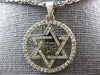 .58CT WHITE & BLACK DIAMOND 14KT WHITE GOLD STAR OF DAVID CHAI CIRCULAR PENDANT