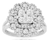 LARGE 1.55CT DIAMOND 14KT WHITE GOLD 3D CLUSTER FILIGREE FLOWER SQUARE LOVE RING