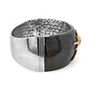 EXTRA LARGE 3.03CT DIAMOND & BLACK ENAMEL 18KT 2 TONE GOLD CUFF BANGLE BRACELET