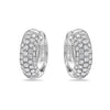 ESTATE WIDE .77CT DIAMOND 18KT WHITE GOLD 3D CLASSIC 5 ROW HUGGIE HOOP EARRINGS