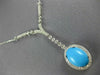 ANTIQUE 8.95CT DIAMOND & AAA TURQUOISE 14K WHITE GOLD OVAL LARIAT NECKLACE #2555