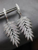 LARGE 1.52CT DIAMOND 18KT WHITE GOLD 3D ROUND MULTI LEAF HUGGIE HANGING EARRINGS