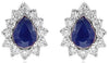 .49CT DIAMOND & AAA SAPPHIRE 14KT WHITE GOLD 3D PEAR SHAPE & ROUND STUD EARRINGS