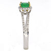 .90CT DIAMOND & AAA EMRERALD 18KT 2 TONE GOLD SQUARE SPLIT SHANK ENGAGEMENT RING
