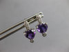 1.29CT DIAMOND & AAA AMETHYST 14KT WHITE GOLD HEART SHAPE LOVE HANGING EARRINGS