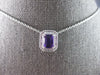 1.02CT DIAMOND & AAA AMETHYST 14K WHITE GOLD 3D EMERALD CUT & ROUND HALO PENDANT