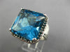 ESTATE EXTRA LARGE 10.20CT AAA BLUE TOPAZ 14K WHITE GOLD 3D SQUARE HALO FUN RING