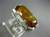 ANTIQUE LARGE 9.40CT AAA CITRINE 18KT WHITE GOLD SOLITAIRE FILIGREE RING #26609