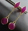 4.56CT AAA RUBY 14KT YELLOW GOLD 3D MARQUISE & ROUND CHANDELIER HANGING EARRINGS
