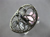 ESTATE WIDE .15CT BLACK DIAMOND 14KT BLACK GOLD 3D OPEN FILIGREE FLOWER FUN RING